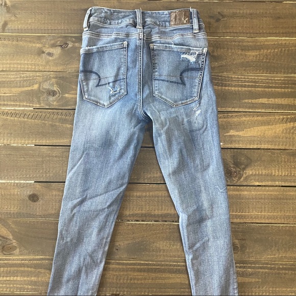 American Eagle Distressed Hi Rise Jeggings Sz 0 - Picture 5 of 10